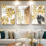 Golden Leaf Canvas Prints (3 Pcs Set - 60x80cm) - Fansee Australia