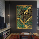 Golden Leaf Vein Abstract Canvas Wall Art Prints (50x70cm) - Fansee Australia