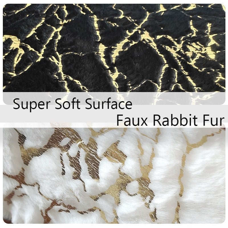 Golden Marble Fluffy Faux Rabbit Fur Rugs - Fansee Australia