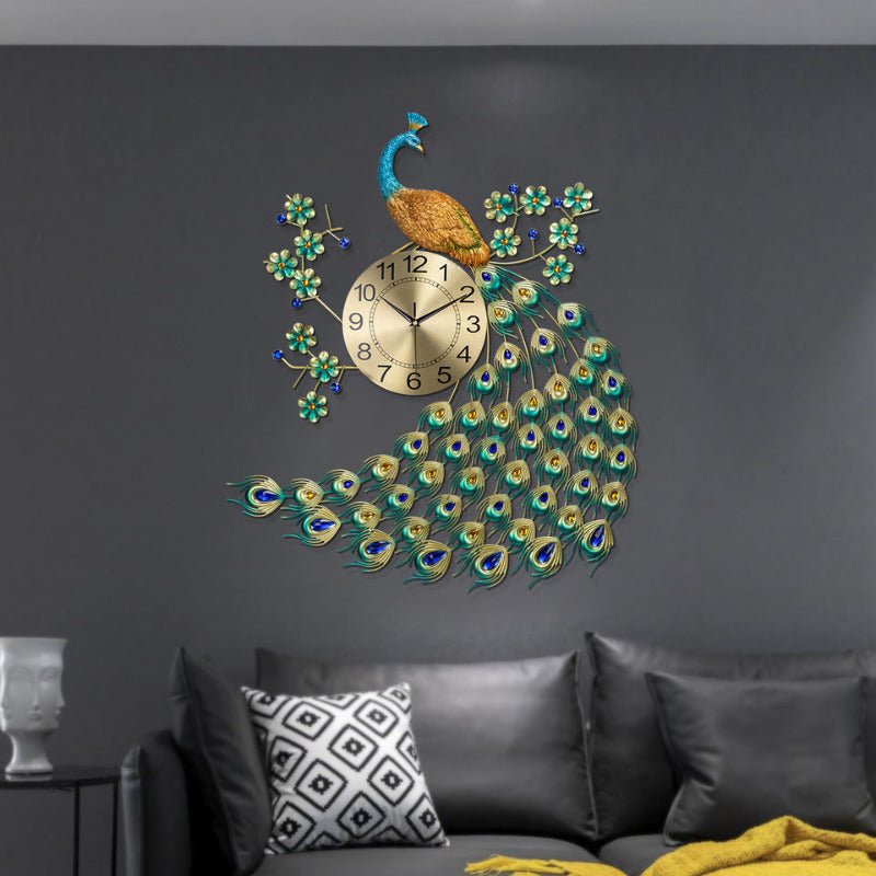 Gorgeous Large Peacock Wall Clock - Fansee Australia