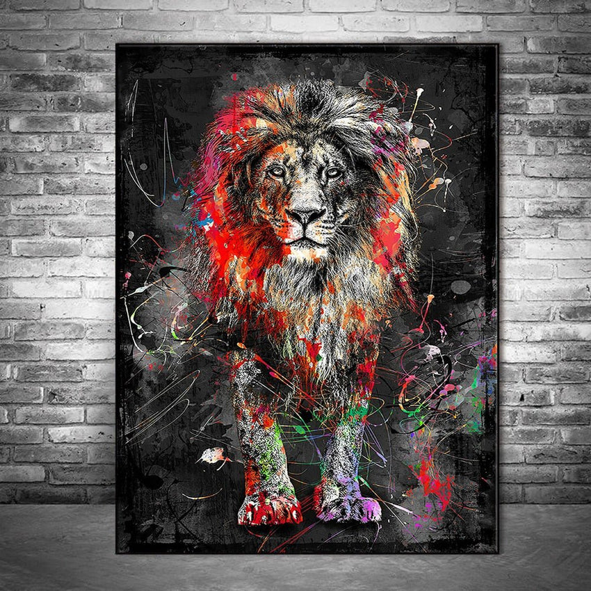 Graffiti Abstract Lion Canvas Wall Art Print (60x90cm) - Fansee Australia