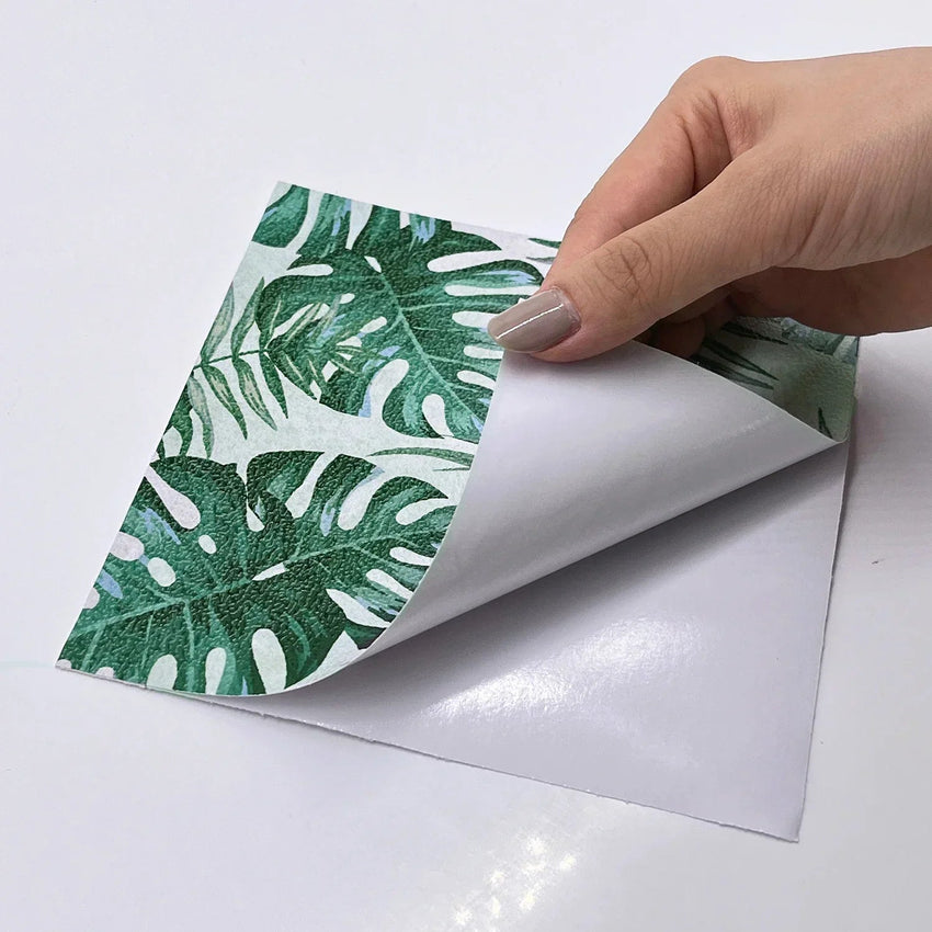 Green Botanical Leaves Self-Adhesive Textured Vinyl Tiles Stickers - Fansee Australia