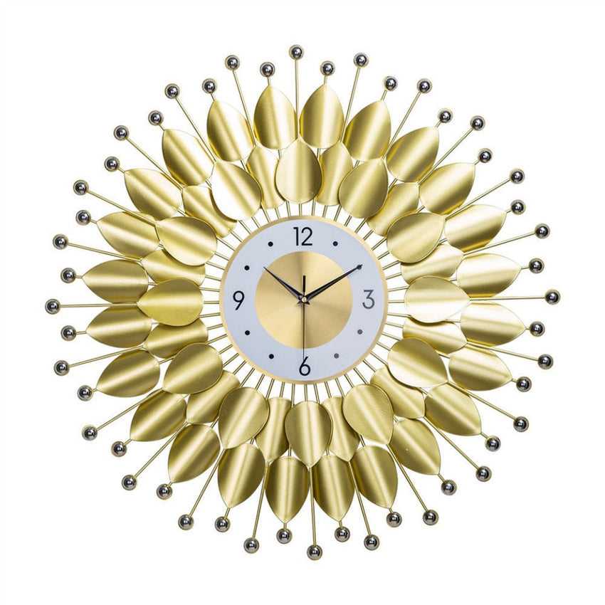 Handmade Golden Leaf Large Round Wall Clock - Fansee Australia