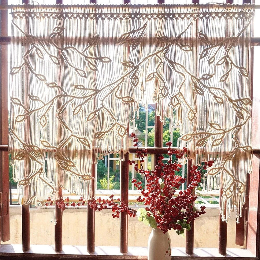 Handmade Macrame Window Leaf Curtain - Fansee Australia