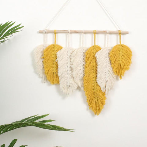 Handwoven Macrame Feather Wall Hanging - Fansee Australia