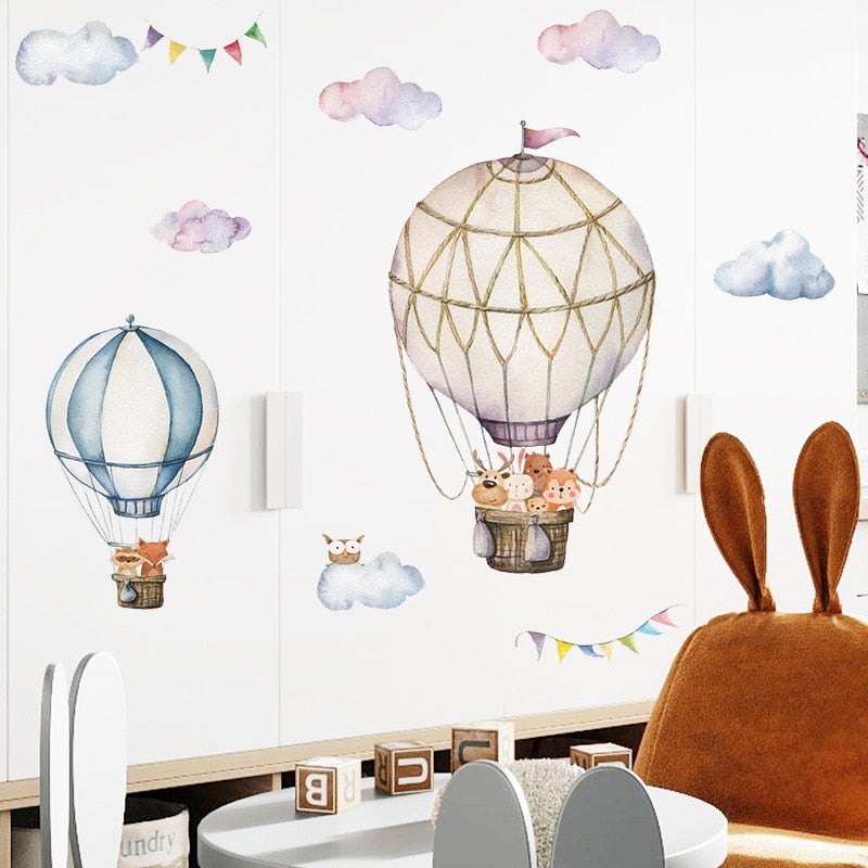 Hot Air Balloon Flight Kids Room Wall Decals - Fansee Australia