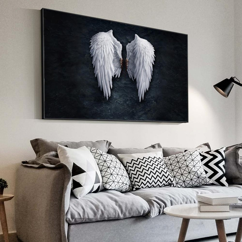 Large Angel Wings Framed Wall Art On Canvas (75x120cm) - Fansee Australia