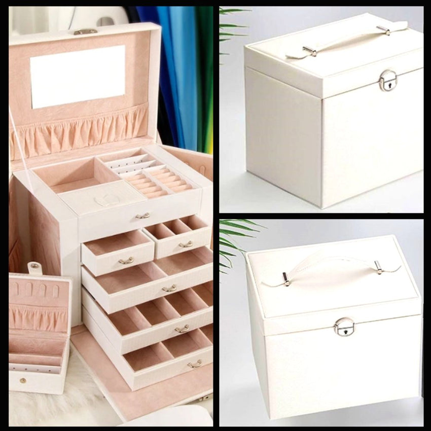Large Jewellery Box -White Pink - Fansee Australia