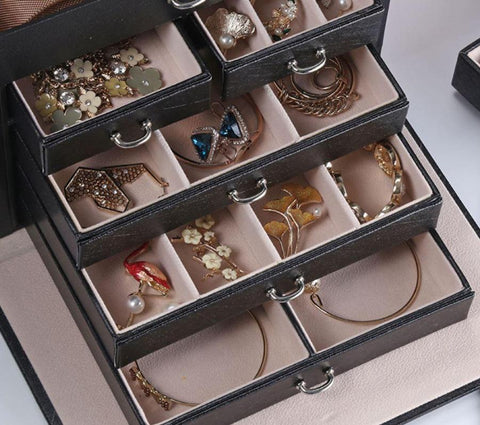 Large Jewellery Box With Lock - Black - Fansee Australia