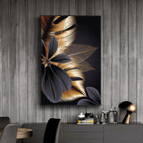 Large Plant Leaf Wall Art Canvas Prints in Black and Gold (50x70cm) - Fansee Australia