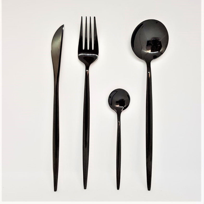 Luxurious Black Cutlery Set - Serenade (16 Piece Cutlery Set) - Fansee Australia