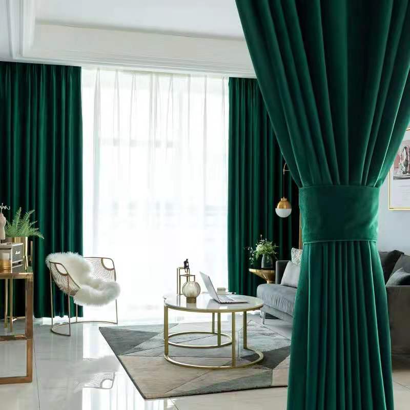 Luxurious Dark Green Velvel Blackout Curtains - Fansee Australia