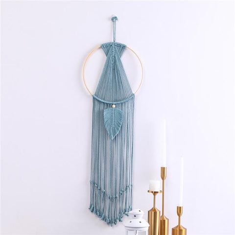 Macrame Dream Catcher Wall Hanging with Tassels - Blue - Fansee Australia