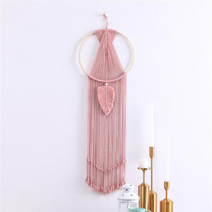 Macrame Dream Catcher Wall Hanging with Tassels - Pink - Fansee Australia