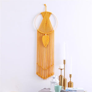Macrame Dream Catcher Wall Hanging with Tassels - Yellow - Fansee Australia