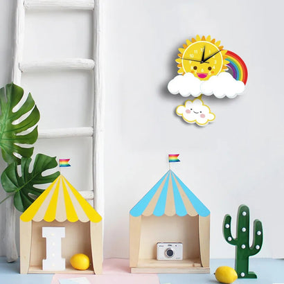 Magical Sun Rainbow Nursery Wall Clock - Fansee Australia