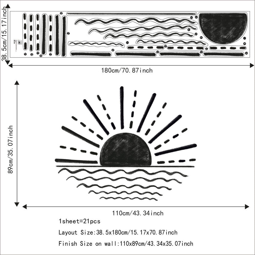 Minimalist Sun And Waves Wall Sticker - Fansee Australia