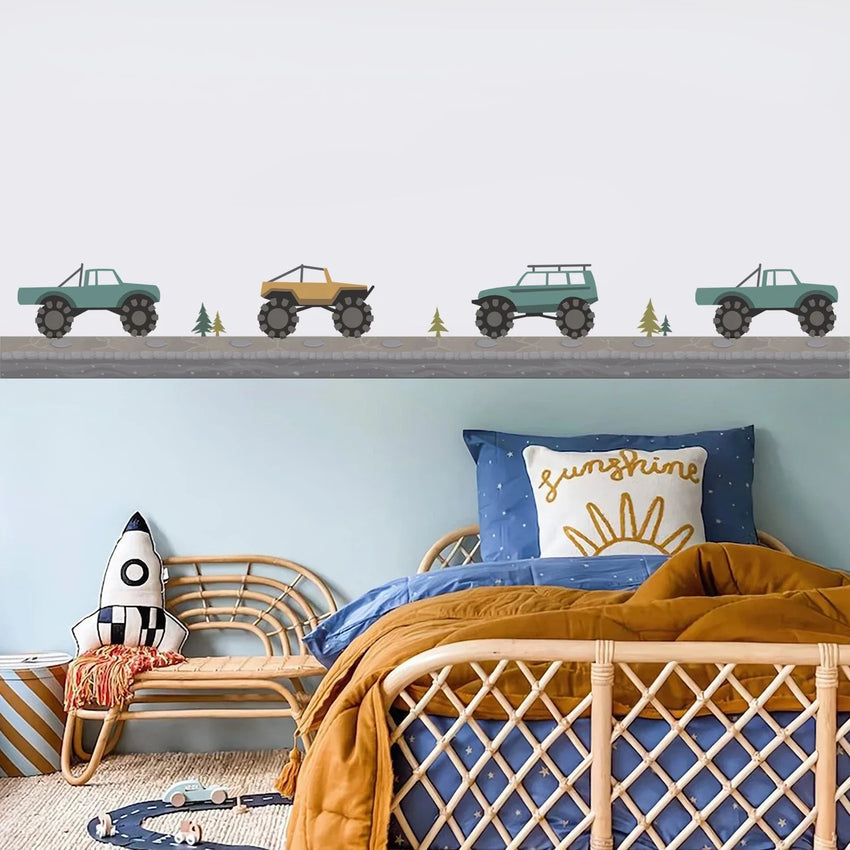 Monster Trucks and Road Kid's Room Wall Stickers - Fansee Australia