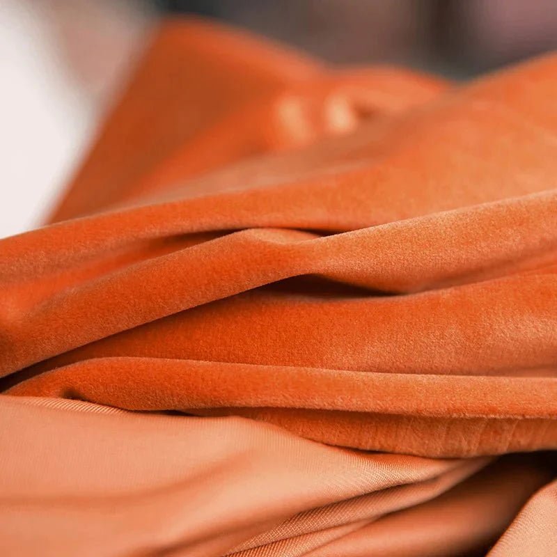 Orange Blackout Luxurious Australian Wool Velvet Ready To Hang Curtains - Fansee Australia