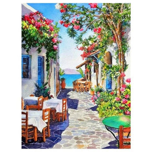 Outdoor Cafe Painting By Numbers Kit (40x50cm Framed Canvas) - Fansee Australia