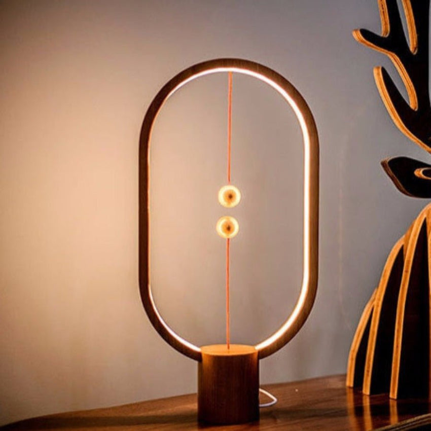 Oval Shape Magnetic Touch Control Smart LED Lamp - Wood - Fansee Australia