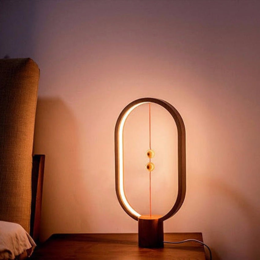 Oval Shape Magnetic Touch Control Smart LED Lamp - Wood - Fansee Australia
