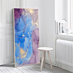 Purple Blue Abstract Framed Wall Art (60x120cm) - Fansee Australia