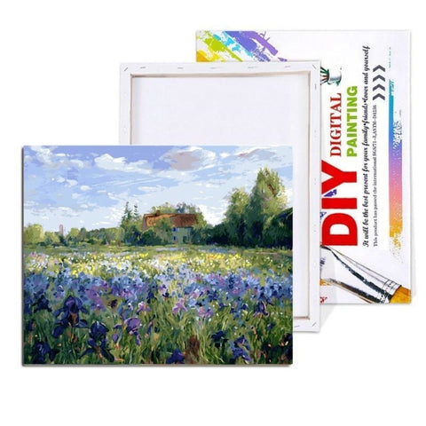 Purple Field Painting By Numbers Kit (40x50cm Stretched Canvas) - Fansee Australia