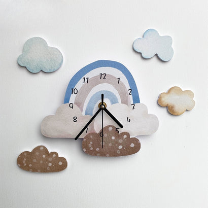 Rainbow In The Clouds Kids Room Wall Clock - Fansee Australia