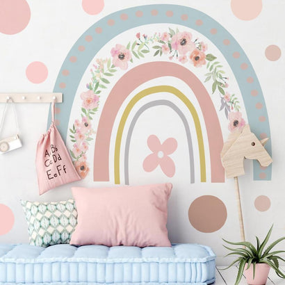 Removable Eco-friendly Floral Rainbow Wall Stickers - Fansee Australia