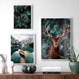 Spectacular Forest, Mountain, Lake, Deer Canvas Wall Art Prints - Fansee Australia