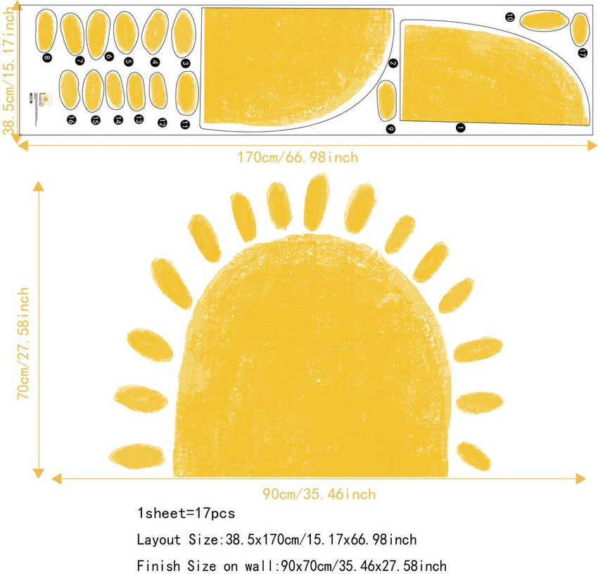 Spectacular Half Sun Peel And Stick Wall Sticker - Fansee Australia