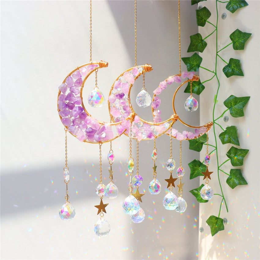 Sun Catcher With Raw Crystal Art Wall Hanging - Fansee Australia