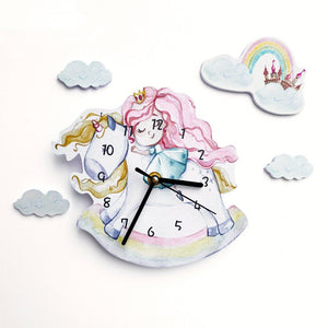 Unicorn and Princess Kids Room Wall Clock - Fansee Australia